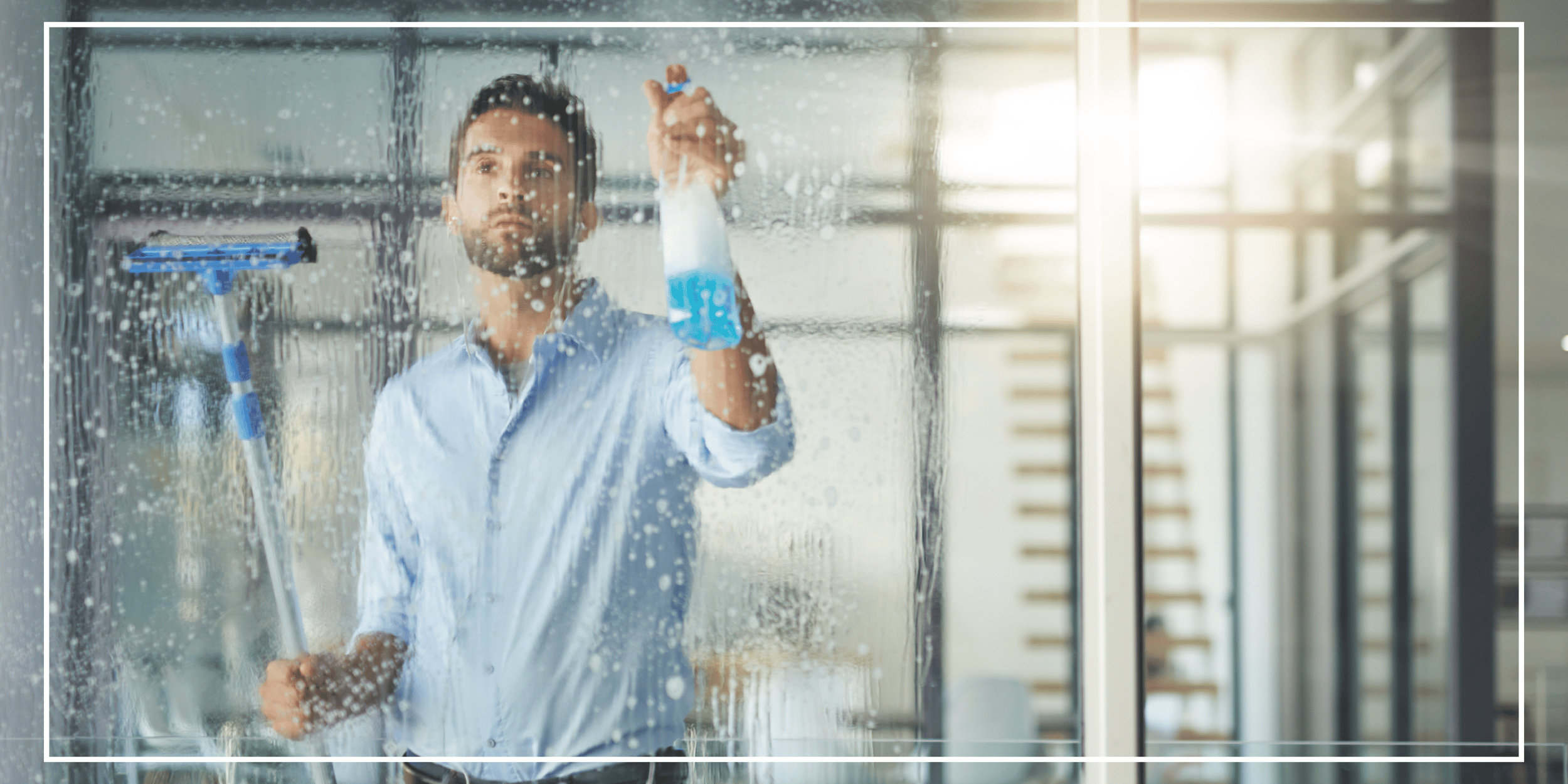 A man washing windows.