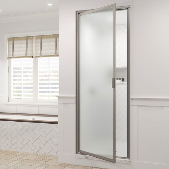 Framed steam shower.