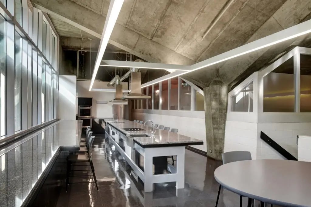 naturally lit business interior