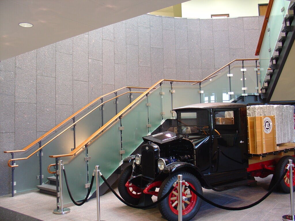 Commercial pattern glass staircase
