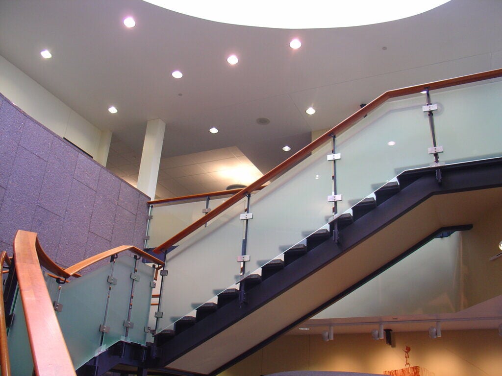 Commercial pattern glass staircase