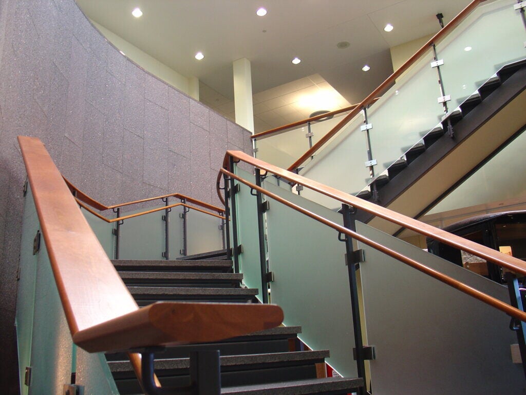 Commercial pattern glass staircase