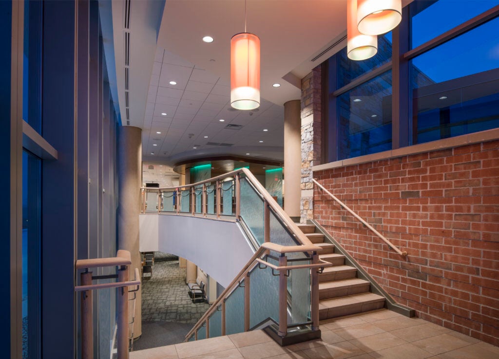 Commercial glass stairway